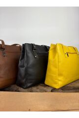 Kadın Omuz Çantası, Tote Bag, Gerçek Deri Anne Çantası, Plaj Çantası Siyah Tek Ebat Kadın / Kız