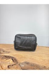 Büyük Boy 3 Gözlü Deri Kemerlik, Hakiki Deri Kemer Cüzdanı, Bozuk Para Cüzdanı, Kemer Çantası Siyah  Unisex