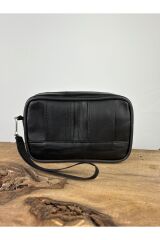 Büyük Boy 3 Gözlü Deri Kemerlik,Hakiki Deri Kemer Cüzdanı,Bozuk para,Kemer Çantası,İnşaatçı Boyacı Siyah  Erkek