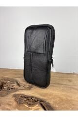 Deri Dik Kemerlik,Hakiki Deri Kemerlik,Para Cüzdanı,Kemer Çantası,İnşaatçı Boyacı Çantası Telefonluk Siyah  Erkek