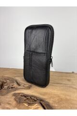 Deri Dik Kemerlik,Hakiki Deri Kemerlik,Para Cüzdanı,Kemer Çantası,İnşaatçı Boyacı Çantası Telefonluk Siyah  Erkek