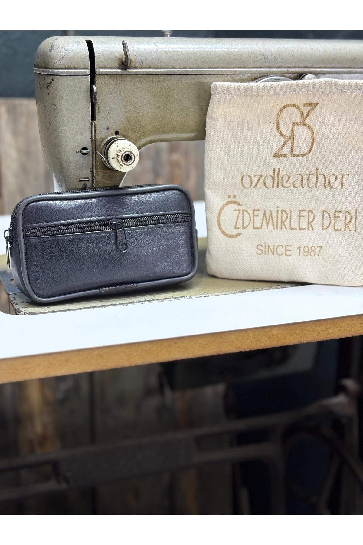 Orta Boy 2 Gözlü Deri Kemerlik, Hakiki Deri Kemer Cüzdanı, Bozuk Para Cüzdanı, Kemer Çantası Siyah Tek Ebat Unisex