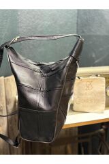 Hakiki Deri Maymun Sırt Çantası, Askılı Postacı Çantası, Omuz Çantası Kol Çantası Deri Çanta Siyah Tek Ebat Kadın / Kız
