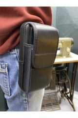 Dik Kemerlik, Hakiki Deri Kemer Cüzdanı, Bozuk Para Cüzdanı, Kemer Çantası, İnşaatçı Boyacı Çantası Siyah X Unisex