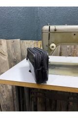 3 Gözlü Deri Kemerlik, Hakiki Deri Kemer Cüzdanı, Kemer Çantası, İnşaatçı Boyacı Çantası Siyah X Unisex