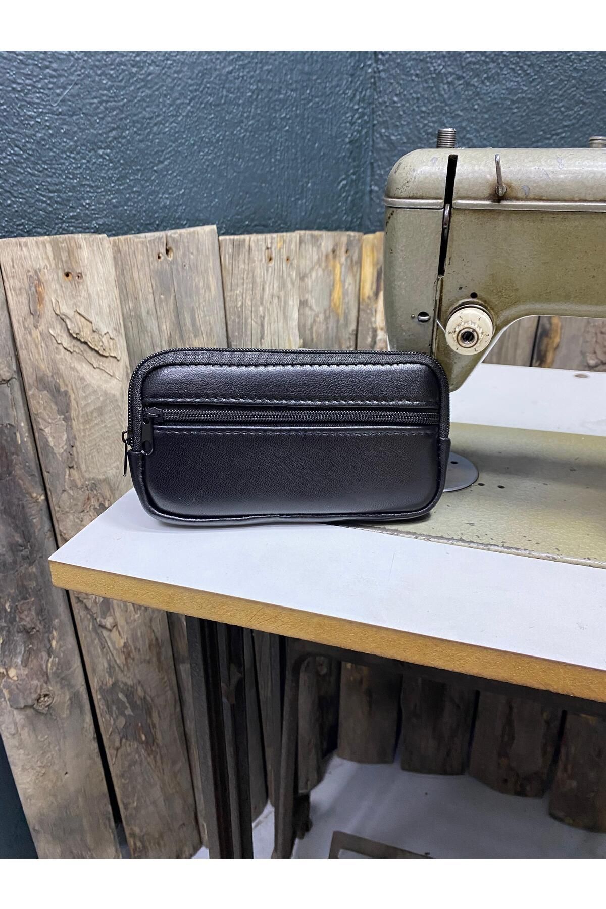 Deri Kemerlik, Hakiki Deri Kemer Cüzdanı, Bozuk Para Cüzdanı, Kemer Çantası, İnşaatçı Boyacı Çantası Siyah X Unisex