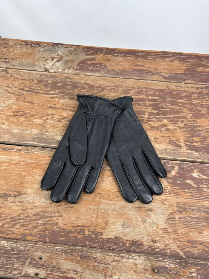 Gerçek Deri Eldiven, Siyah Deri Eldiven, Deri Eldiven, Eldiven, Desenli Deri Eldiven Siyah M Erkek