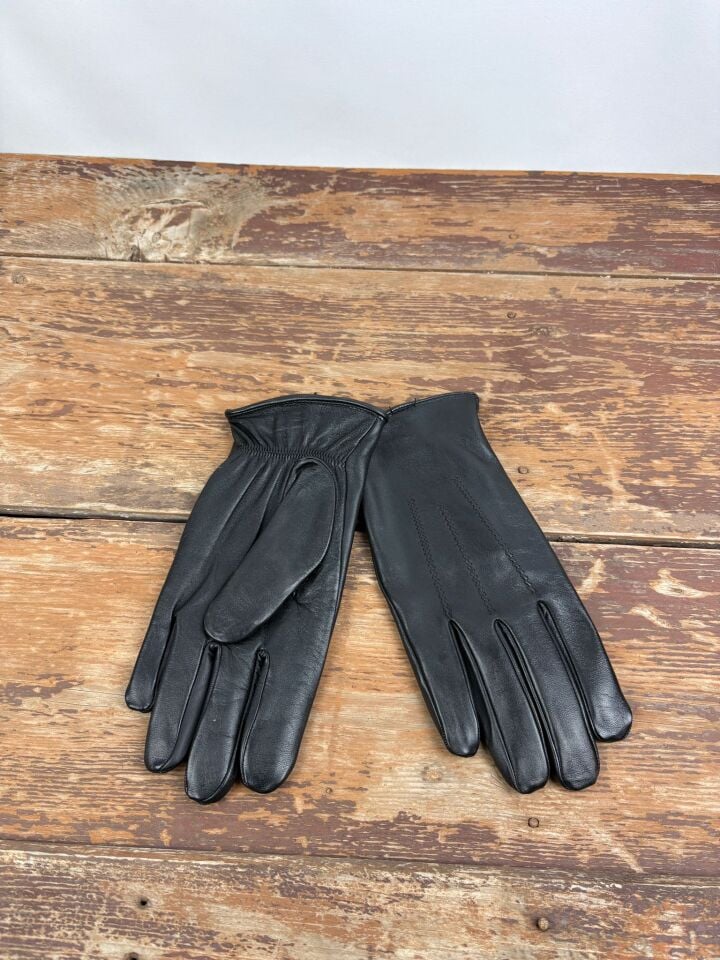 Gerçek Deri Eldiven, Siyah Deri Eldiven, Deri Eldiven, Eldiven, Desenli Deri Eldiven Siyah XL Erkek