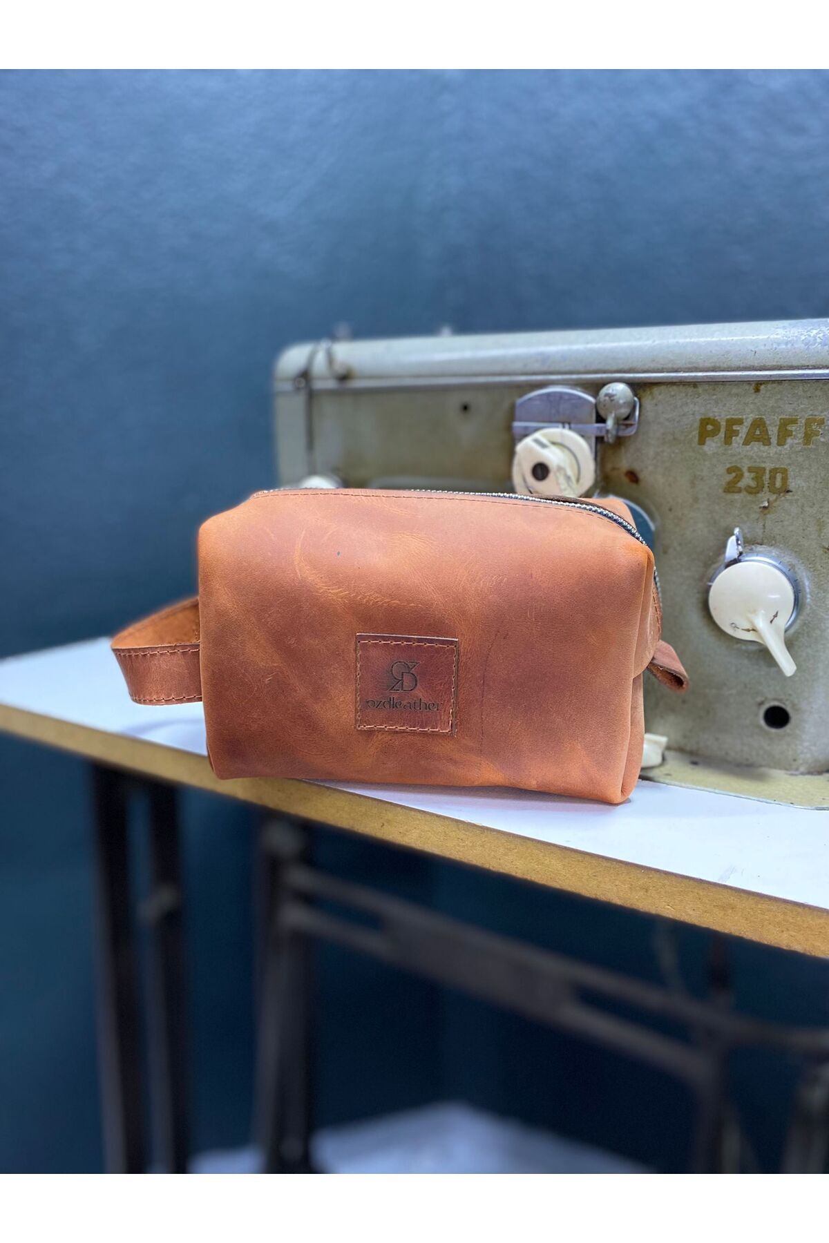 Hakiki Crazy Deri Kiremit Unisex Seyahat Çantası, Dopp Kitt,Traşlık,El Çantası