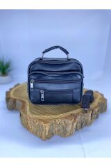 Siyah Deri Yatay Küçük Boy Çelik Kasalı Çanta El Çantası Hakiki Deri Çanta siyah Tek Ebat Unisex