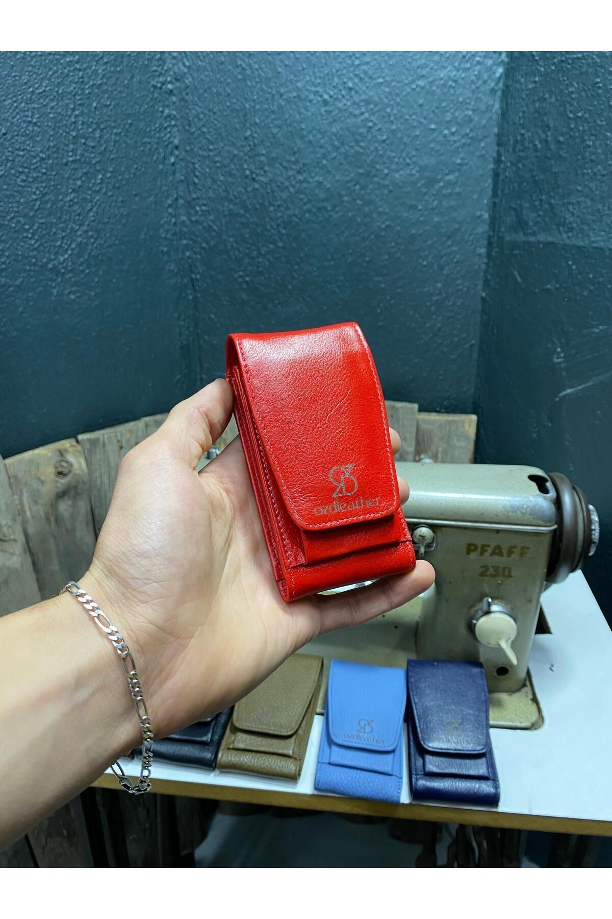 Kırmızı Deri Sigaralık,sigaralık,hakiki Deri Sigaralık,sigara Kutusu kırmızı Tek Ebat Unisex