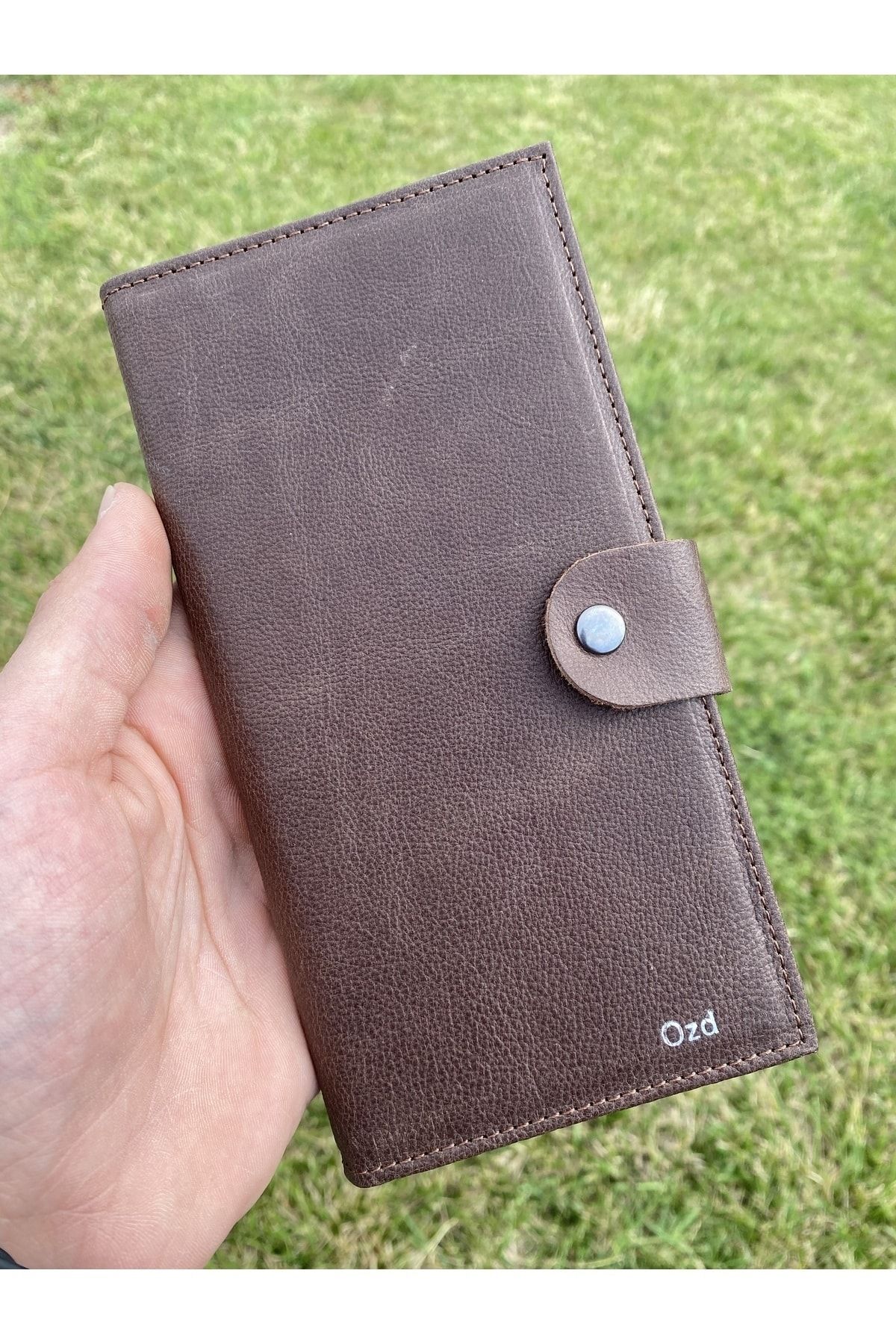 Ozd Leather Hakiki Deri Cüzdan, Uzun, Kartlık, Gerçek Deri Telefon Bölmeli kahverengi X Unisex
