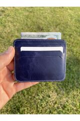 Ozd Leather Hakiki Crazy Deri Lacivert Kartlık-Minimalist Kartlık-Unisex Kartlık- lacivert Tek Ebat Unisex