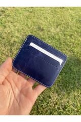 Ozd Leather Hakiki Crazy Deri Lacivert Kartlık-Minimalist Kartlık-Unisex Kartlık- lacivert Tek Ebat Unisex