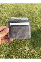 Ozd Leather Hakiki Crazy Deri Gri Kartlık-minimalist Kartlık-unisex Kartlık- gri Tek Ebat Unisex