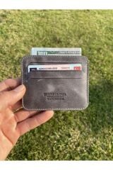 Ozd Leather Hakiki Crazy Deri Gri Kartlık-minimalist Kartlık-unisex Kartlık- gri Tek Ebat Unisex