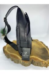 Siyah Deri Çapraz Göğüs Çantası Siyah Tek Ebat Unisex