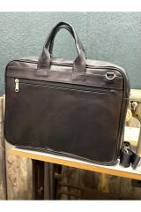 Siyah Hakiki Deri Orta Boy Notebook Çantası,bilgisayar Tablet Evrak Çantası Siyah Tek Ebat Unisex