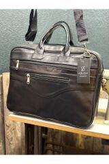 Siyah Hakiki Deri Orta Boy Notebook Çantası,bilgisayar Tablet Evrak Çantası Siyah Tek Ebat Unisex