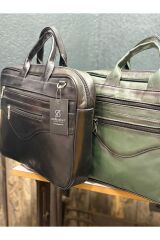 Siyah Hakiki Deri Orta Boy Notebook Çantası,bilgisayar Tablet Evrak Çantası Siyah Tek Ebat Unisex