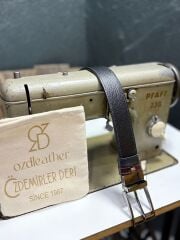 %100 Hakiki Deri Kemer, Çift Taraflı Kemer, 4 cm Kemer bordo-siyah - 105