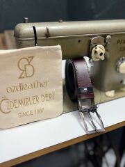%100 Hakiki Deri Kemer, Çift Taraflı Kemer, 4 cm Kemer bordo-siyah - 110