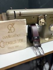 %100 Hakiki Deri Kemer, Çift Taraflı Kemer, 4 cm Kemer bordo-siyah - 115