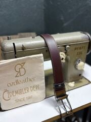 %100 Hakiki Deri Kemer, Çift Taraflı Kemer, 4 cm Kemer bordo-siyah - 120