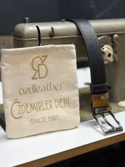 %100 Hakiki Deri Kemer, Çift Taraflı Kemer, 4 cm Kemer siyah-taba - 130