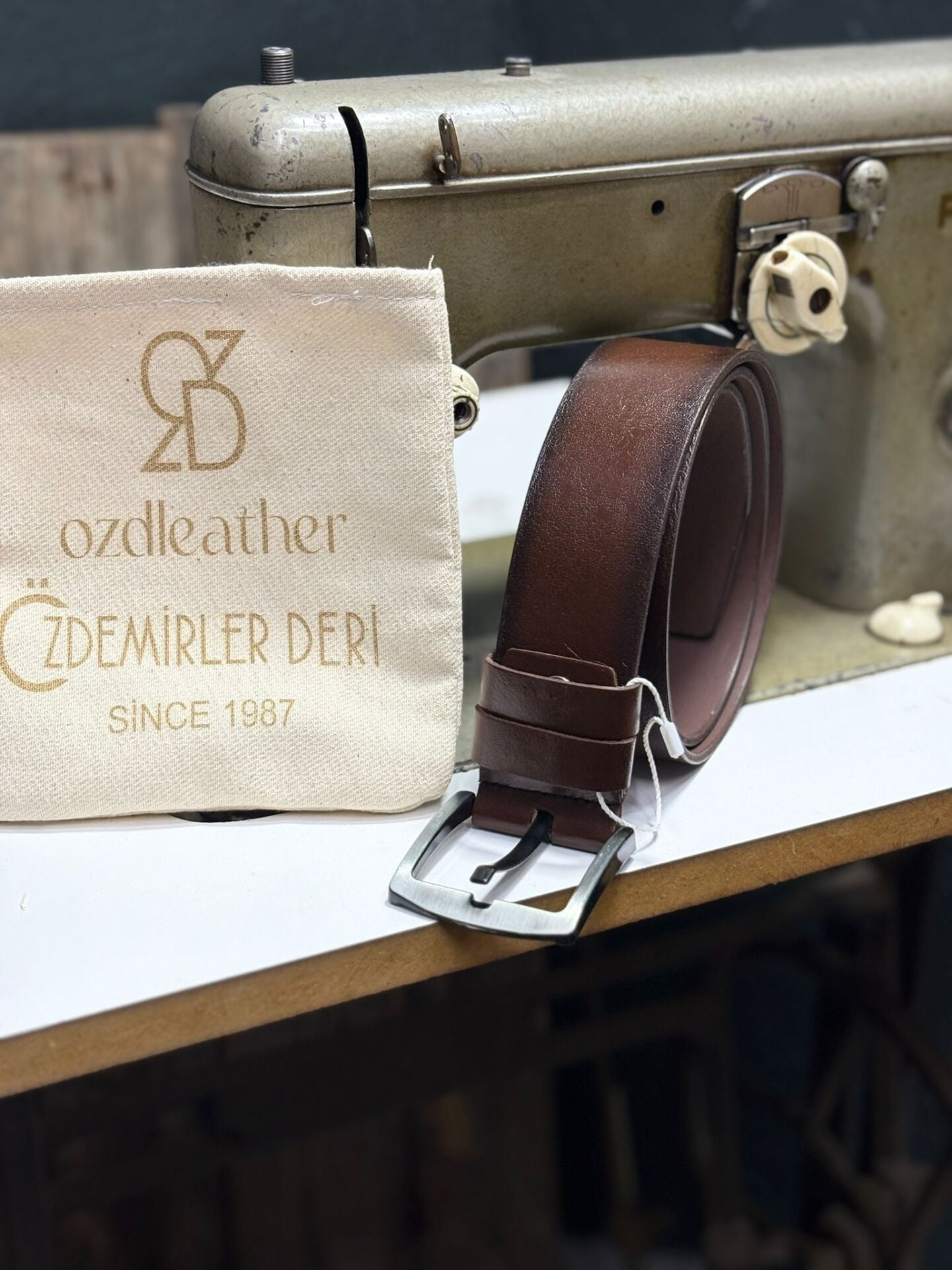 %100 Hakiki Deri Kemer, Kot Kemeri, 4.5 cm Kemer, Deri Kot Kemeri fındık-kahverengi - 115