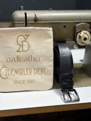%100 Hakiki Deri Kemer, İnce Kemer, İnce Deri Kemer, 3.5 cm Kemer, Siyah Deri Kemer