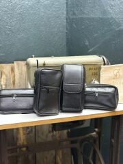 3 Gözlü Dik Deri Kemerlik, Deri Kemer Cüzdanı, Kemer Çantası, Inşaatçı Boyacı Çantası