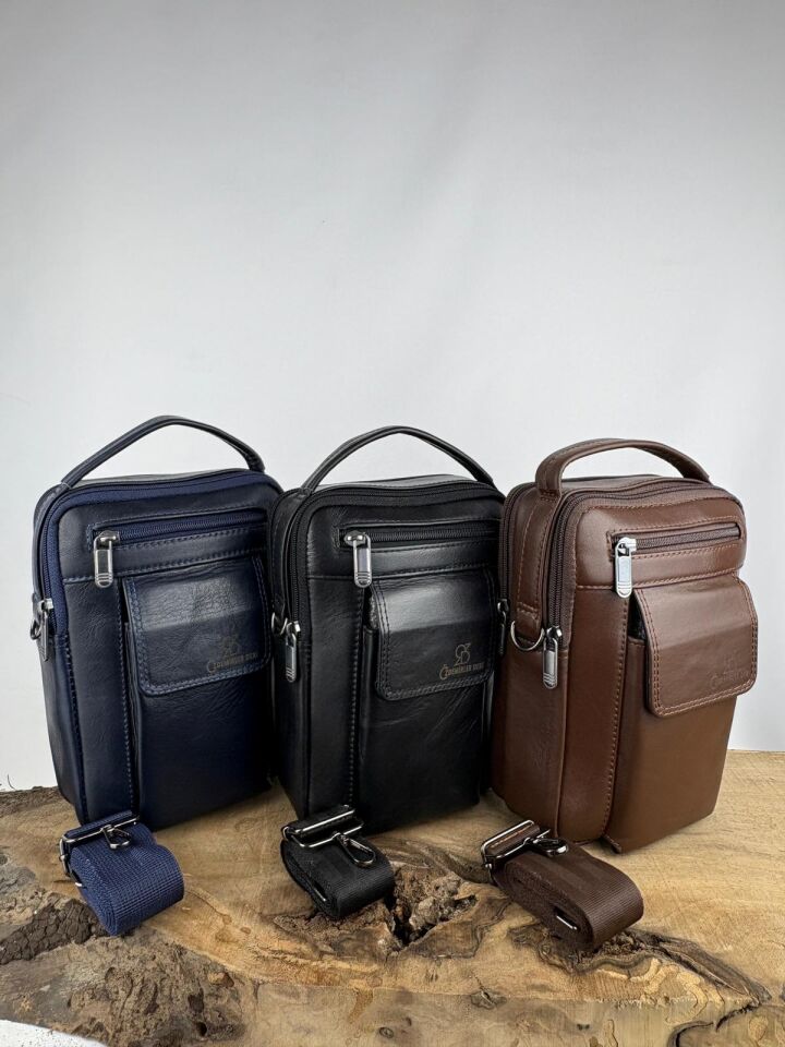 Hakiki Dana Derisi El Çantası Lacivert