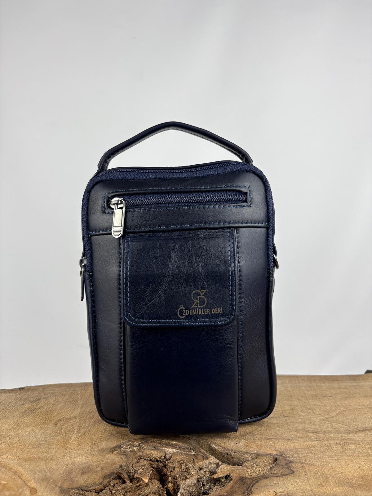 Hakiki Dana Derisi El Çantası Lacivert