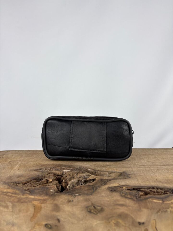 2 Gözlü Küçük Deri Kemerlik, Hakiki Deri Kemer Cüzdanı, Bozuk Para Cüzdanı, Kemer Çantası Siyah Tek Ebat Unisex