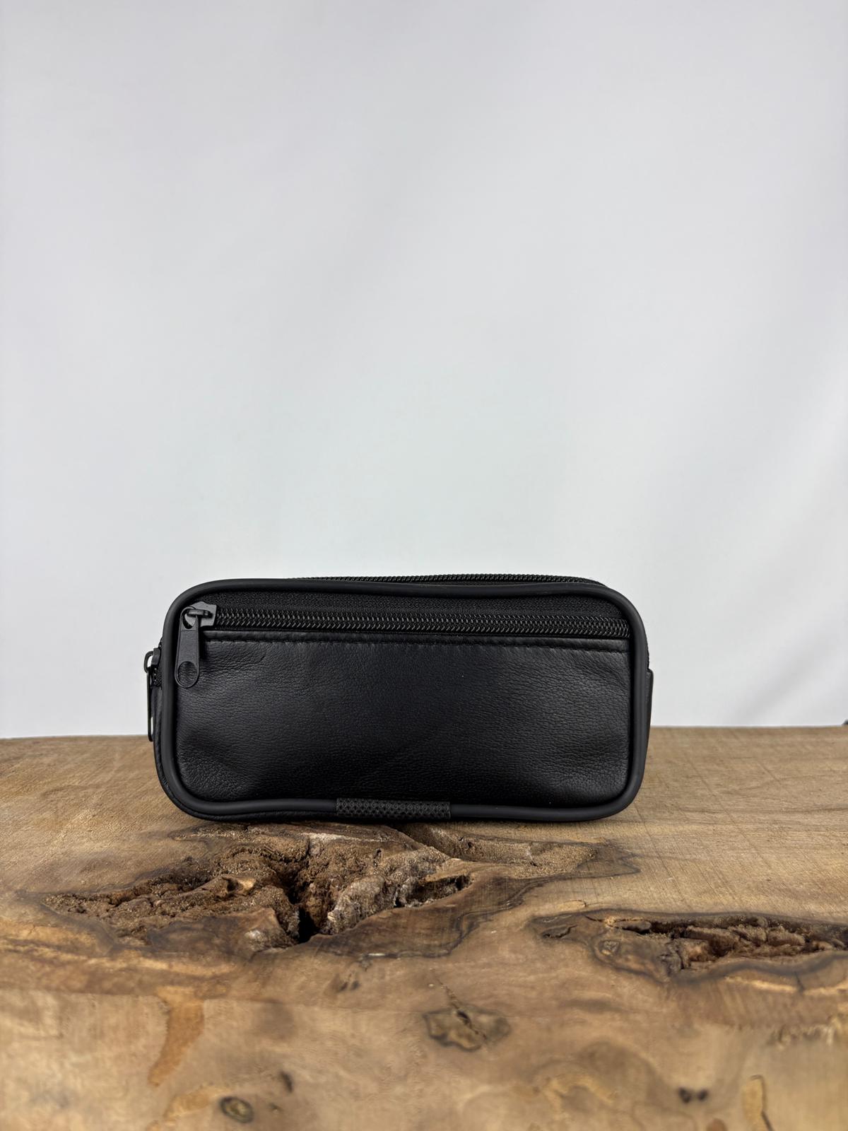 2 Gözlü Küçük Deri Kemerlik, Hakiki Deri Kemer Cüzdanı, Bozuk Para Cüzdanı, Kemer Çantası Siyah Tek Ebat Unisex