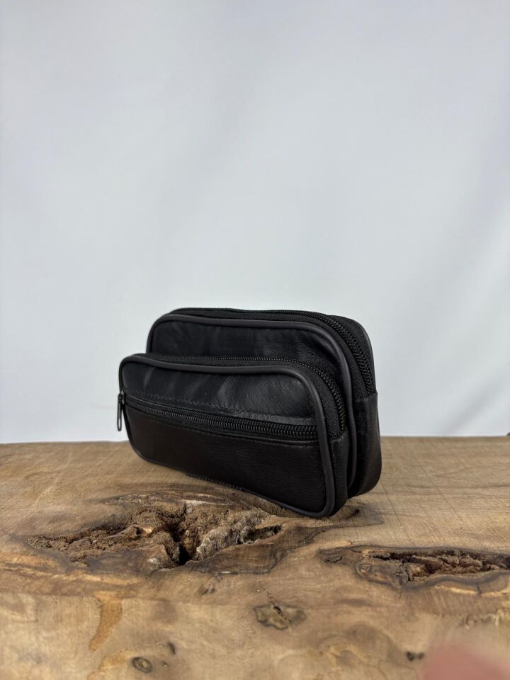 3 Göz Yavrulu Deri Kemerlik Kahverengi, Hakiki Deri Kemer Cüzdanı, Kemer Çantası, İnşaatçı Boyacı Çantası