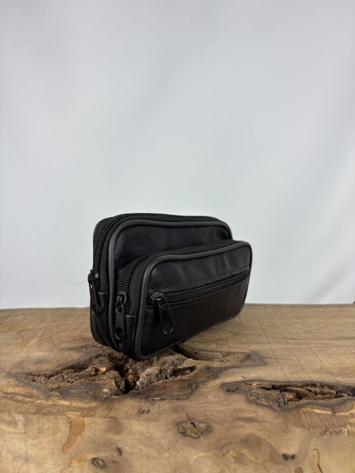 3 Göz Yavrulu Deri Kemerlik Kahverengi, Hakiki Deri Kemer Cüzdanı, Kemer Çantası, İnşaatçı Boyacı Çantası