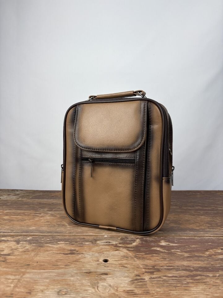 Hakiki Vizon Karartmalı Deri Büyük Boy El Çantası Askılı,Deri Çanta, El Çantası Büyük Boy Erkek