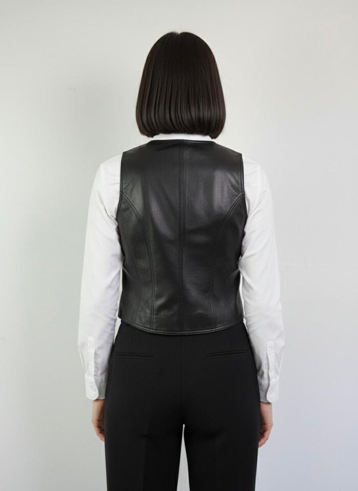 Kadın Gerçek Deri Yelek Slim Fit