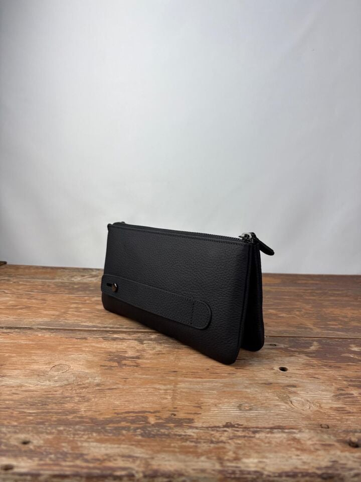 Hakiki Deri El Portföy Çanta, El Çantası, Bilek Askılı, Bileğe Takma, Clutch Çanta