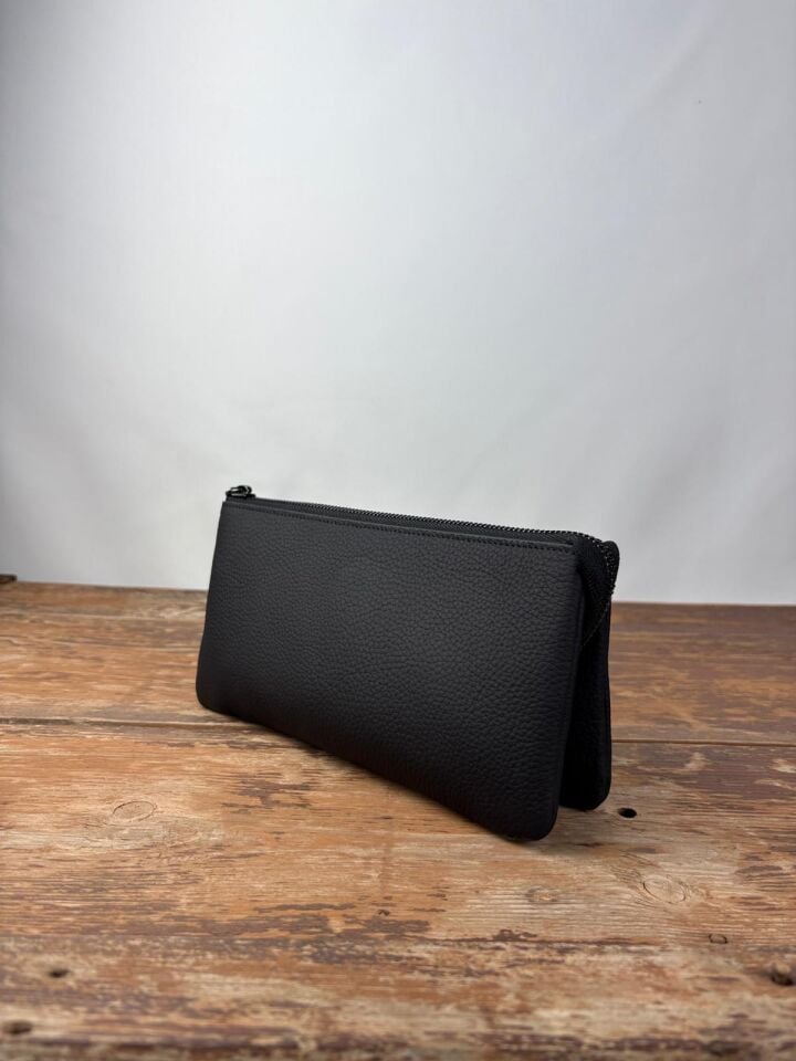 Hakiki Deri El Portföy Çanta, El Çantası, Bilek Askılı, Bileğe Takma, Clutch Çanta
