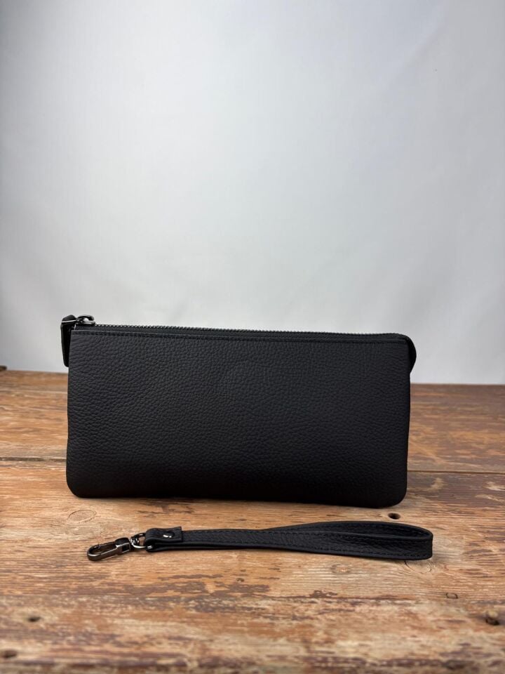Hakiki Deri El Portföy Çanta, El Çantası, Bilek Askılı, Bileğe Takma, Clutch Çanta