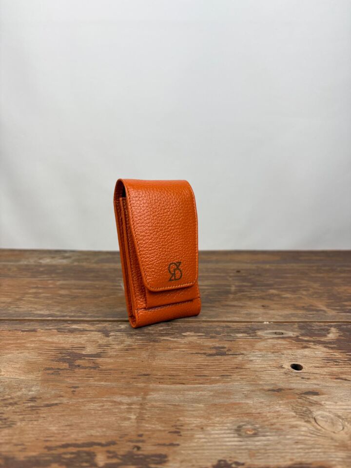 Turuncu Deri Sigaralık,sigaralık,hakiki Deri Sigaralık,sigara Kutusu Lacivert Tek Ebat Unisex