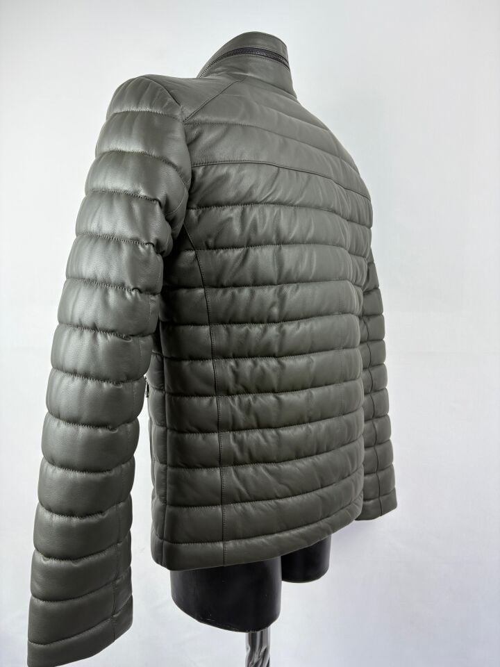 Haki Şişme Deri Mont Hakiki Deri