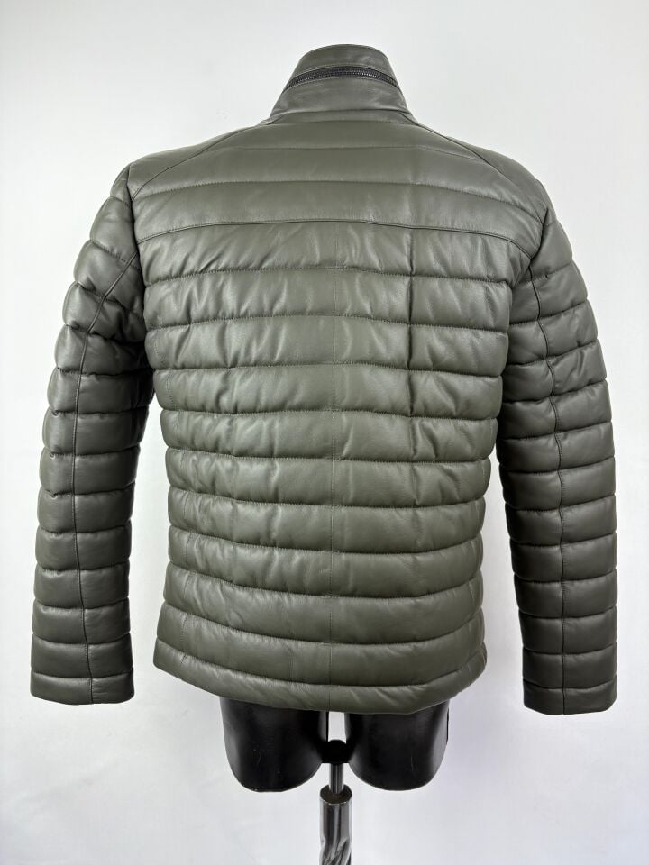 Haki Şişme Deri Mont Hakiki Deri