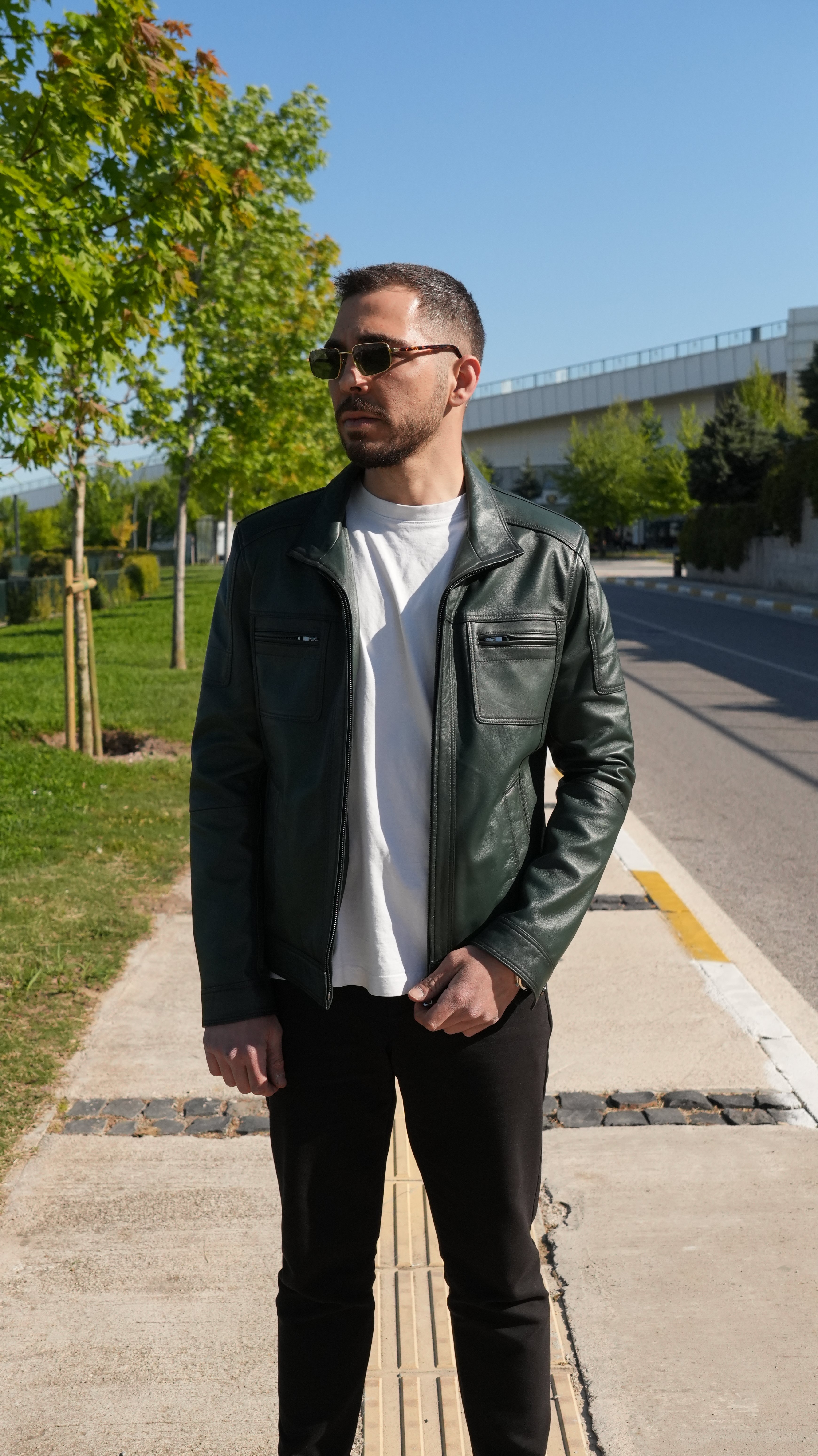 Hakiki Deri Haki Slim-Fit Deri Mont