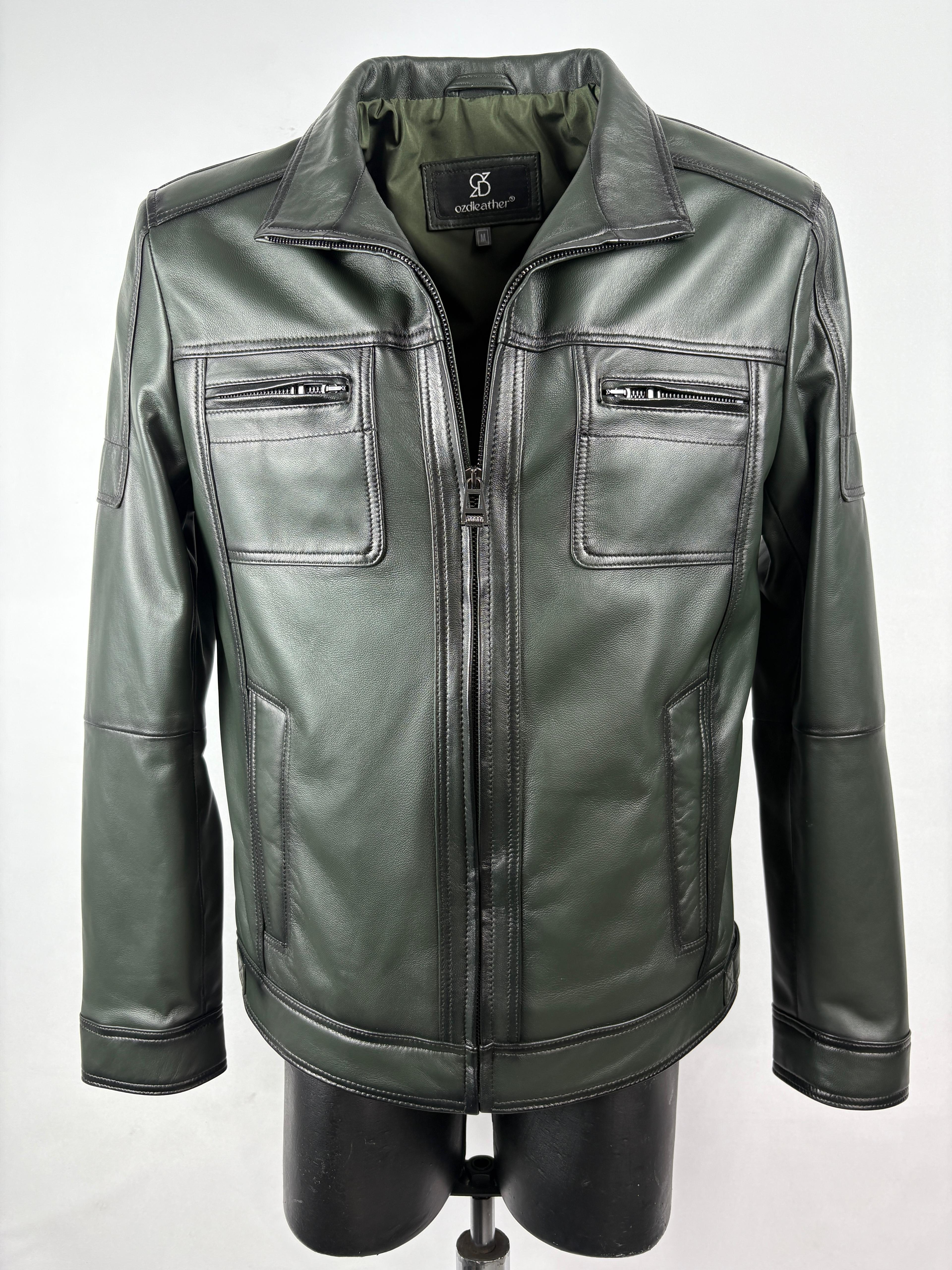 Hakiki Deri Haki Slim-Fit Deri Mont