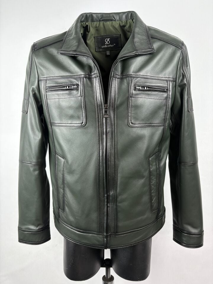 Hakiki Deri Haki Slim-Fit Deri Mont