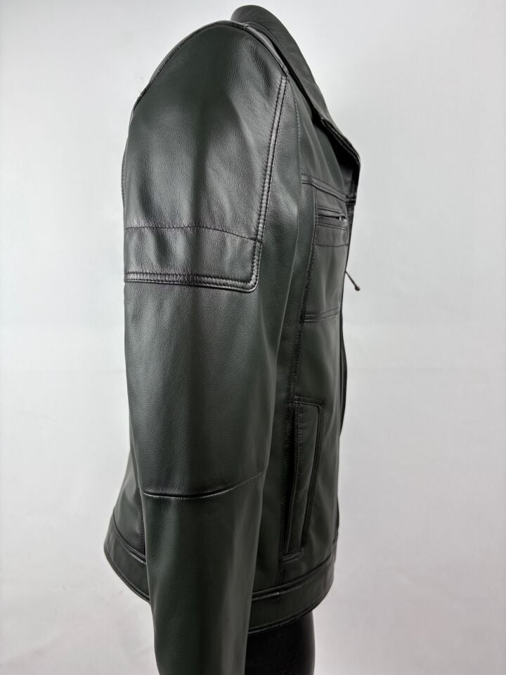 Hakiki Deri Haki Slim-Fit Deri Mont